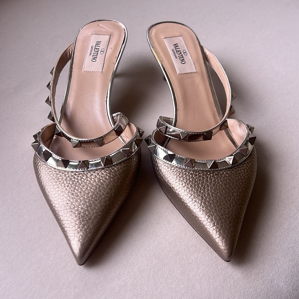 Valentino Garavani Rockstud Asymmetrical Strap Mule size 38